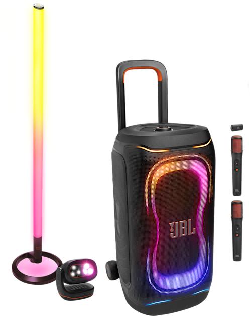 JBL PartyBox 330 EasySing mikeillä + Partylight Stick ja Partylight Beam
