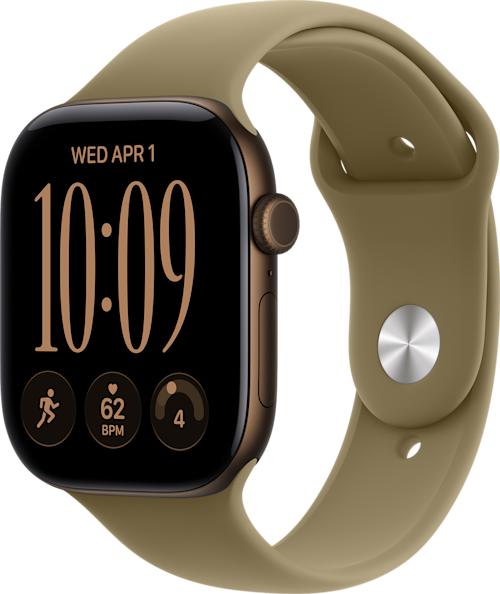 Apple Watch Series 12 GPS + Cellular 46mm tummanpronssinen alumiinikuori ja oliivinvihreä urh.rannek M/L
