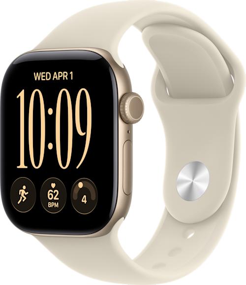 Apple Watch Series 12 GPS 42 mm vaaleankultainen alumiinikuori ja hiekanvärinen urheiluranneke - S/M