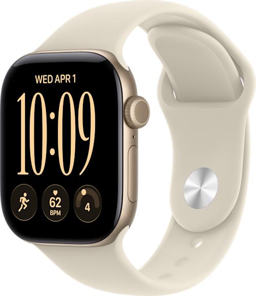 Apple Watch Series 12 GPS + Cellular 42 mm vaaleankultainen alumiinikuori ja hiekanvärinen urh.ranneke S/M