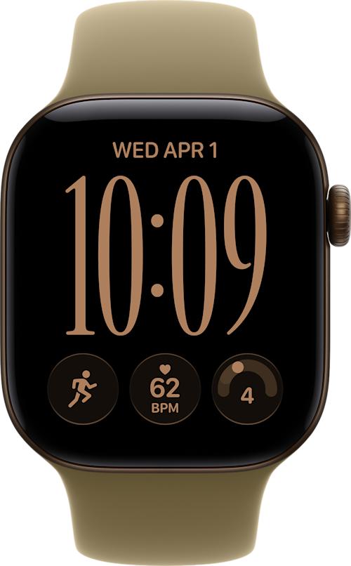 Apple Watch Series 12 GPS 42 mm tummanpronssinen alumiinikuori ja oliivinvihreä urheiluranneke - S/M