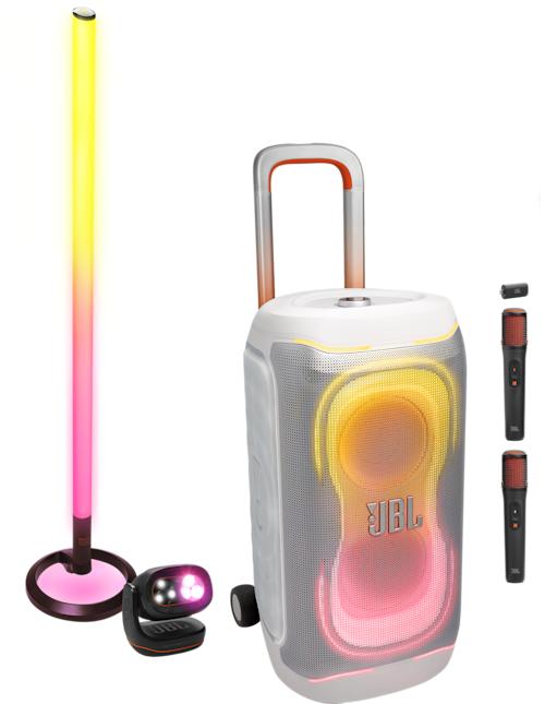 JBL PartyBox 330 EasySing mikeillä + Partylight Stick ja Partylight Beam