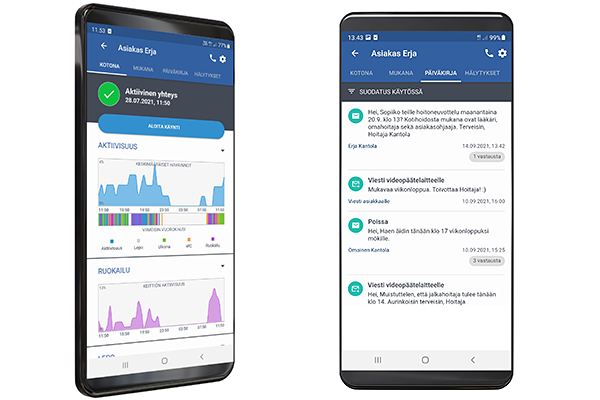 Elisa Digihoiva tarjoaa tärkeää tietoa kotihoidon tueksi ja helpottaa nopeaa viestintää.