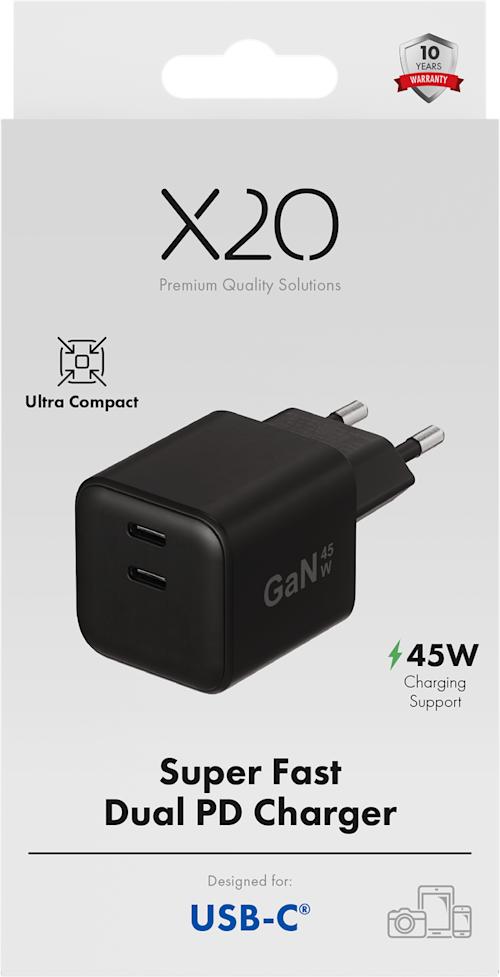 X2O 45W PD GaN 2 x USB-C Laturi