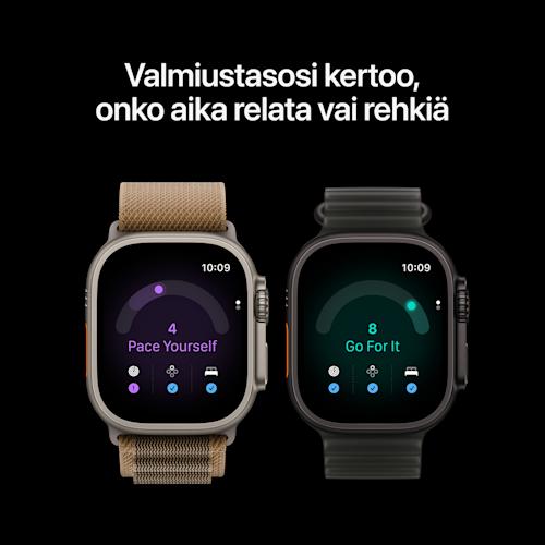 Apple Watch Ultra 4 GPS + Cellular 49 mm luonnonvaalea titaanikuori ja kuultoharmaa Ocean-ranneke