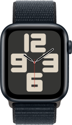 Apple Watch SE (2023) GPS 44 mm keskiyö alumiinik./keskiyö Sport Loop -ranneke