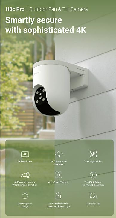 Ezviz H8c Pro 4K Wi-Fi -valvontakamera