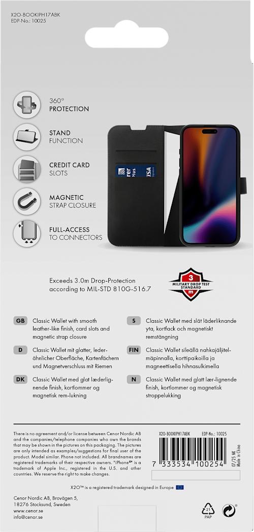 X2O Classic Wallet Lompakkokotelo Musta