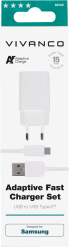 Vivanco Pikalaturi+kaapeli 15W USB-C-USB-A / Samsung