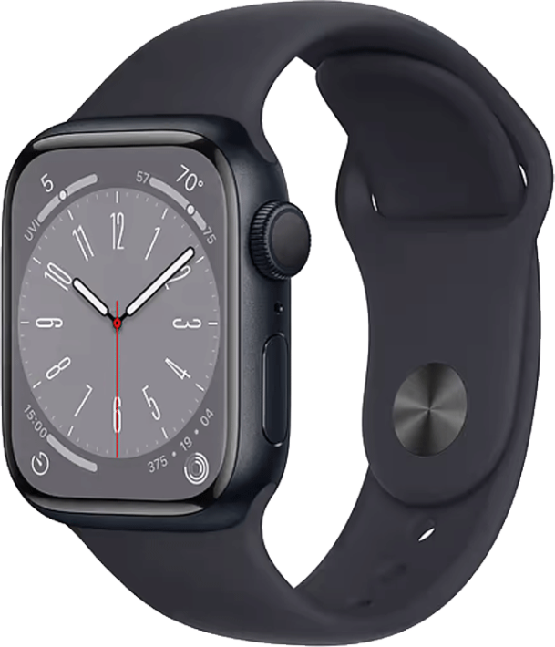 Apple Watch Series 8 GPS 41 mm keskiyö alumiinikuori/keskiyö urheiluranneke