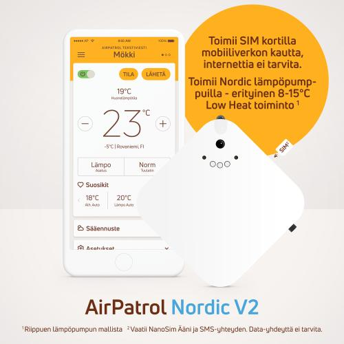 AirPatrol Nordic V2 ilmalämpöpumpun GSM-ohjain