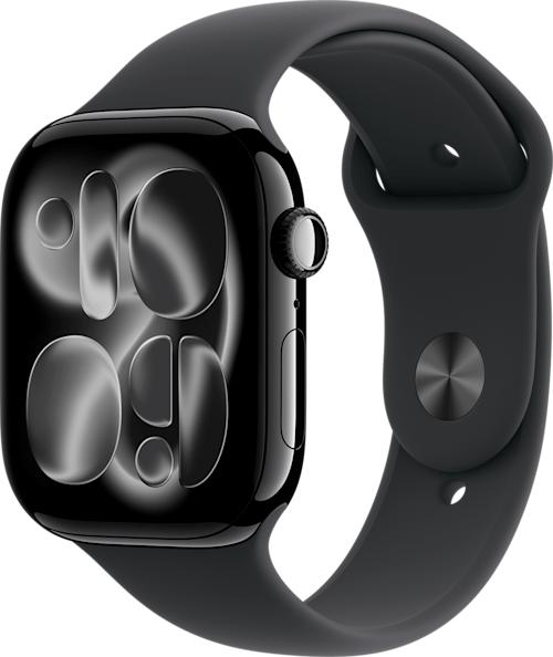 Apple Watch Series 11 GPS 46 mm peilimusta alumiinikuori ja musta urheiluranneke L
