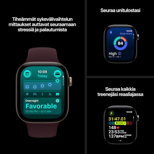 Apple Watch Series 12 GPS + Cellular 46 mm musta alumiinikuori ja musta urheiluranneke - M/L