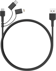 Aukey 3-in-1 -USB-johto (MFi Lightning, USB-C, micro-USB)