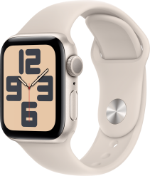 Apple Watch SE (2023) GPS 40 mm tähtivalkea alumiinik./tähtivalk. urheiluranneke