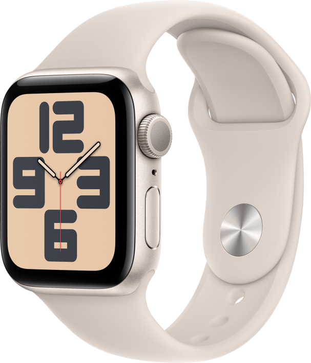 Apple Watch SE (2023) GPS 40 mm tähtivalkea alumiinik./tähtivalk. urheiluranneke