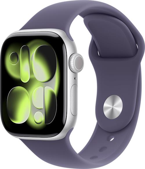 Apple Watch Series 11 GPS + Cellular 42 mm hopea alumiinikuori ja usvanvioletti urheiluranneke S
