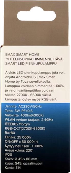 Emax Smart Home Wifi E14 400lm LED Pienkupulamppu