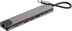 LINQ 8 in 1 PRO USB-C Multiport Hub -adapteri harmaa