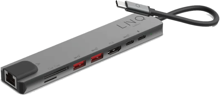 LINQ 8 in 1 PRO USB-C Multiport Hub -adapteri harmaa