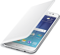 Samsung Galaxy J5 Flip Wallet -suojakotelo valkoinen