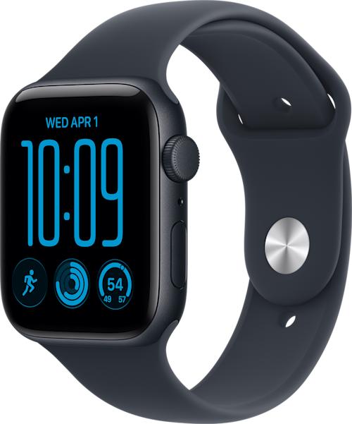 Apple Watch SE 3 GPS 44 mm keskiyönsininen alumiinikuori ja musteensininen urheiluranneke - M/L