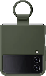 Samsung Galaxy Z Flip4 Silicone Cover with Ring -suojakuori Khaki