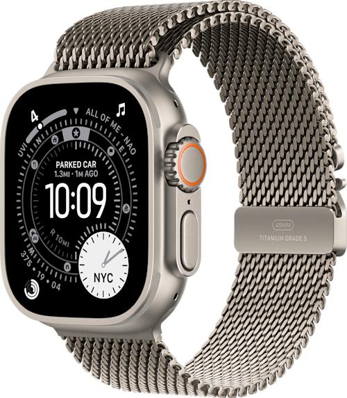 Apple Watch Ultra 3 GPS + Cellular 49 mm luonnonvaalea titaanikuori ja milanolaisranneke Koko M