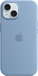 Apple iPhone 15 -silikonikuori MagSafe Talvensininen