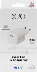 X2O 20W PD GaN USB-C -laturi + kaapeli valkoinen