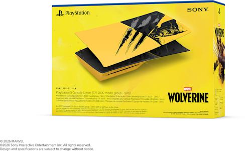Sony PS5 Slim Marvels Wolverine Battle Yellow Limited Edition -konsolin kuoret