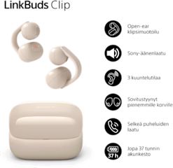 Sony LinkBuds Clip -langattomat kuulokkeet Greige