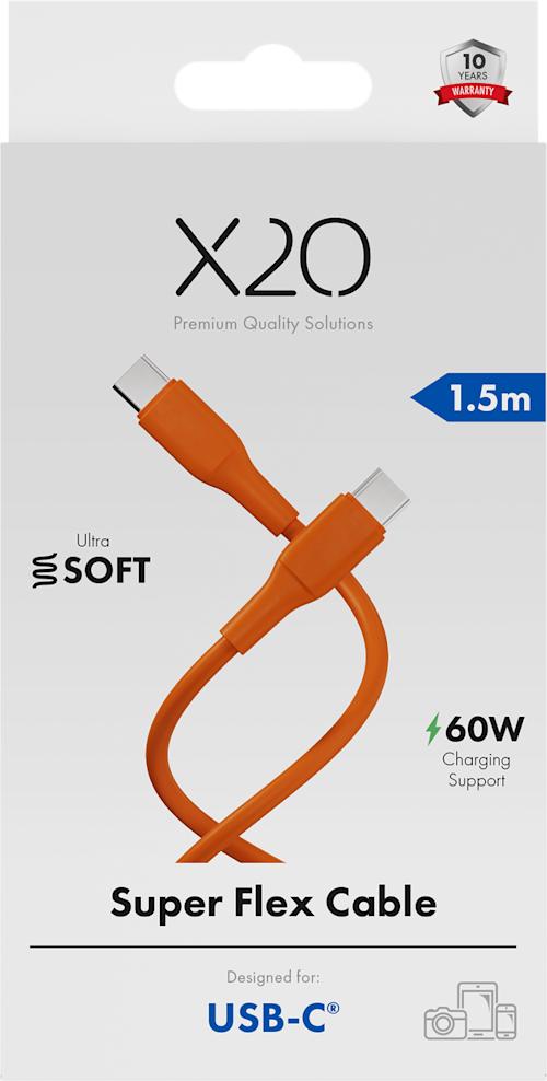X2O Superflex 60W PD USB-C to USB-C 1,5 m kaapeli