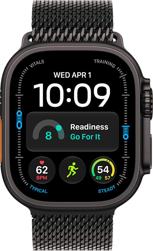Apple Watch Ultra 4 GPS + Cellular 49 mm musta titaanikuori ja mustatitaaninen milanolaisranneke - M