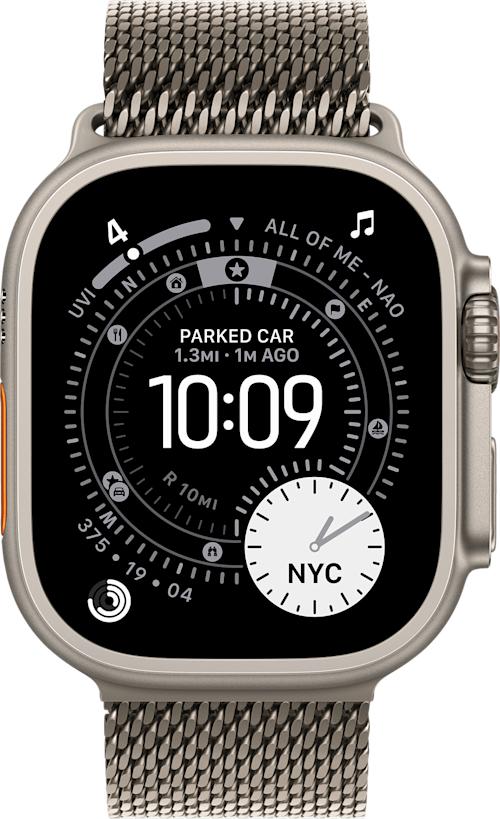 Apple Watch Ultra 3 GPS + Cellular 49 mm luonnonvaalea titaanikuori ja milanolaisranneke Koko M
