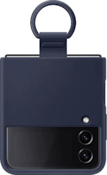 Samsung Galaxy Z Flip4 Silicone Cover with Ring -suojakuori Tummansininen