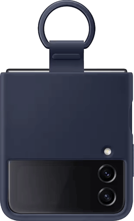 Samsung Galaxy Z Flip4 Silicone Cover with Ring -suojakuori Tummansininen