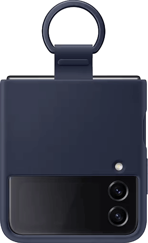 Samsung Galaxy Z Flip4 Silicone Cover with Ring -suojakuori Tummansininen
