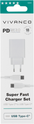 Vivanco Power Delivery 18W USB-C-laturi+kaapeli