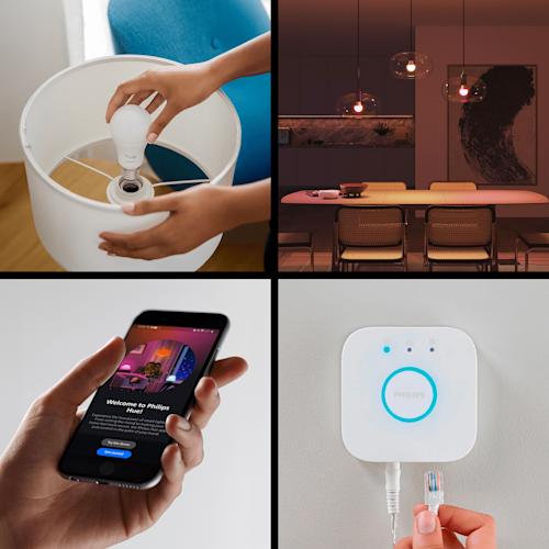Philips Hue White and color ambiance Essential A60 E27 älylamppu 3 kpl ja Hue Bridge
