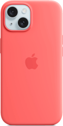 Apple iPhone 15 -silikonikuori MagSafe Guavanpinkki