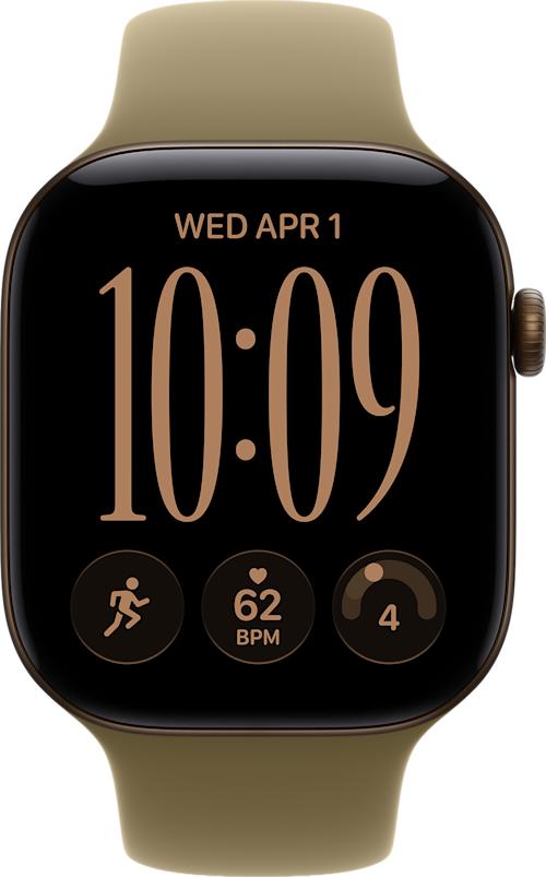Apple Watch Series 12 GPS + Cellular 46mm tumman­pronssinen alumiini­kuori ja oliivinvihreä urh.rannek M/L