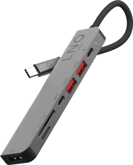 LINQ 7 in 1 PRO USB-C Multiport Hub -adapteri harmaa