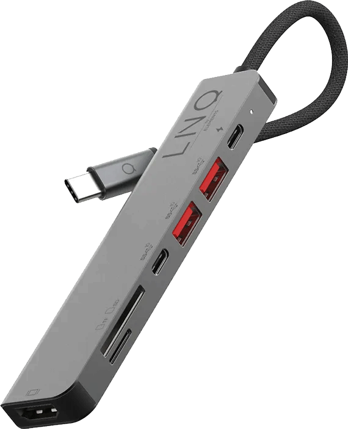 LINQ 7 in 1 PRO USB-C Multiport Hub -adapteri harmaa