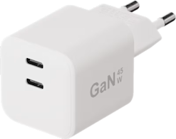 X2O 45W PD GaN 2 x USB-C -laturi valkoinen