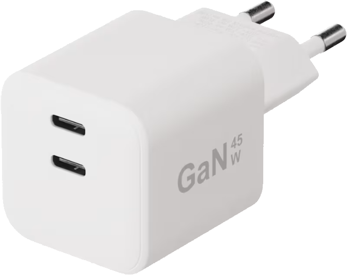 X2O 45W PD GaN 2 x USB-C -laturi valkoinen