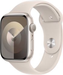 Apple Watch Series 9 GPS 45 mm tähtivalkea alumiinik./tähtivalk. urheiluranneke