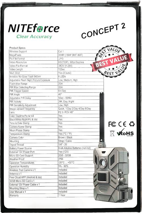NITEforce Concept 2 4G LTE 36MP -riistakamera