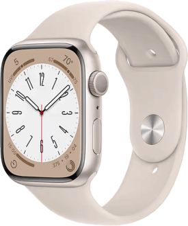 Apple Watch Series 8 GPS 45 mm valkea alumiinikuori/valkea urheiluranneke