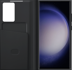 Samsung Galaxy S23 Ultra -suojakotelo Clear View Wallet Musta